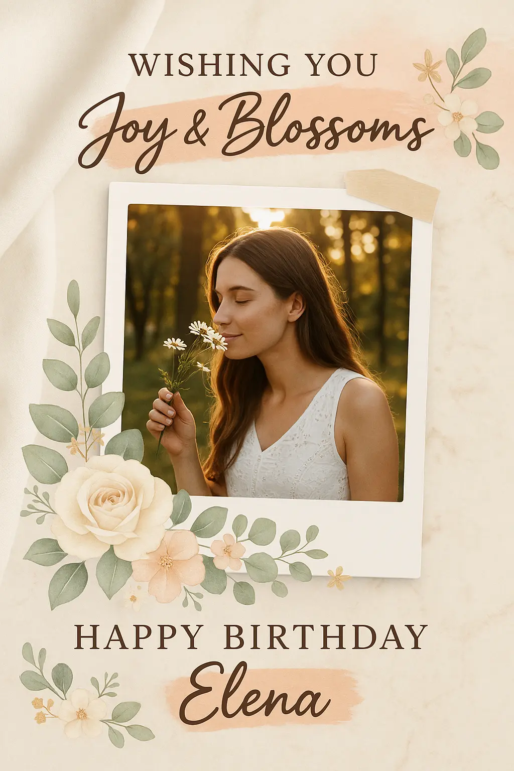 Elegant Birthday Poster template with floral photo frame design