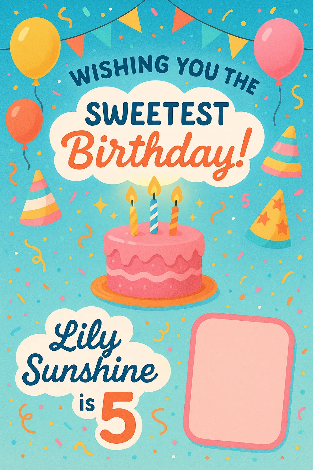 Playful Birthday Poster template for a 5-year-old girl