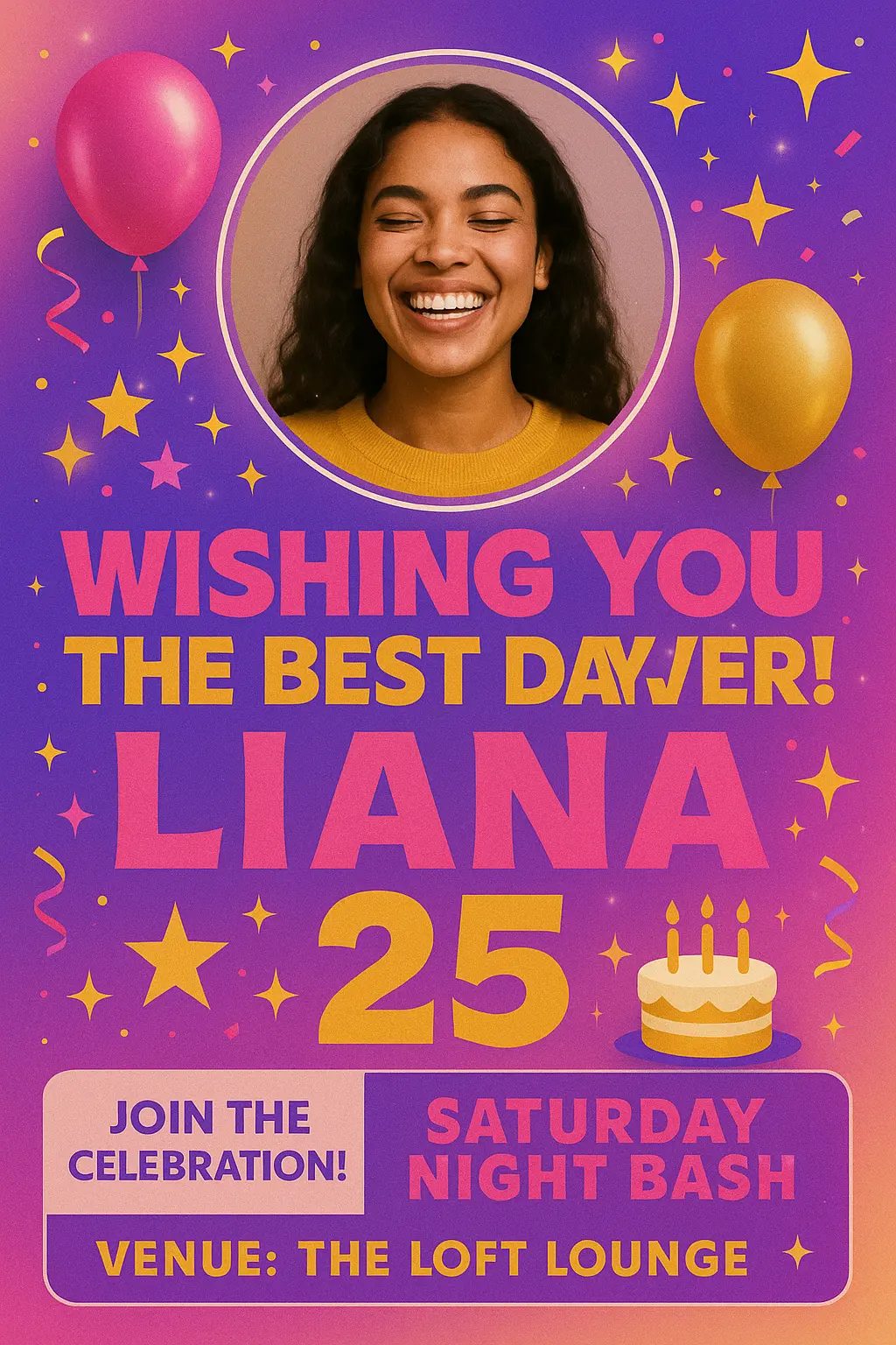 Colorful Birthday Poster template for young adult celebration