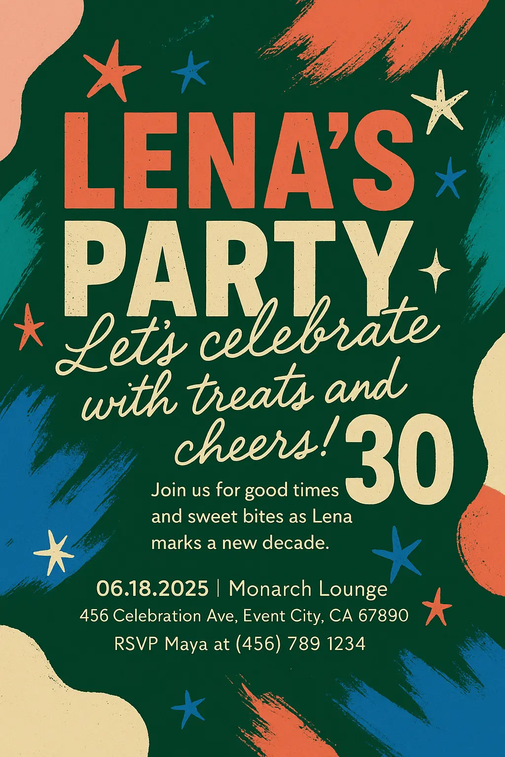 Bold retro Birthday Poster template for adult party invite