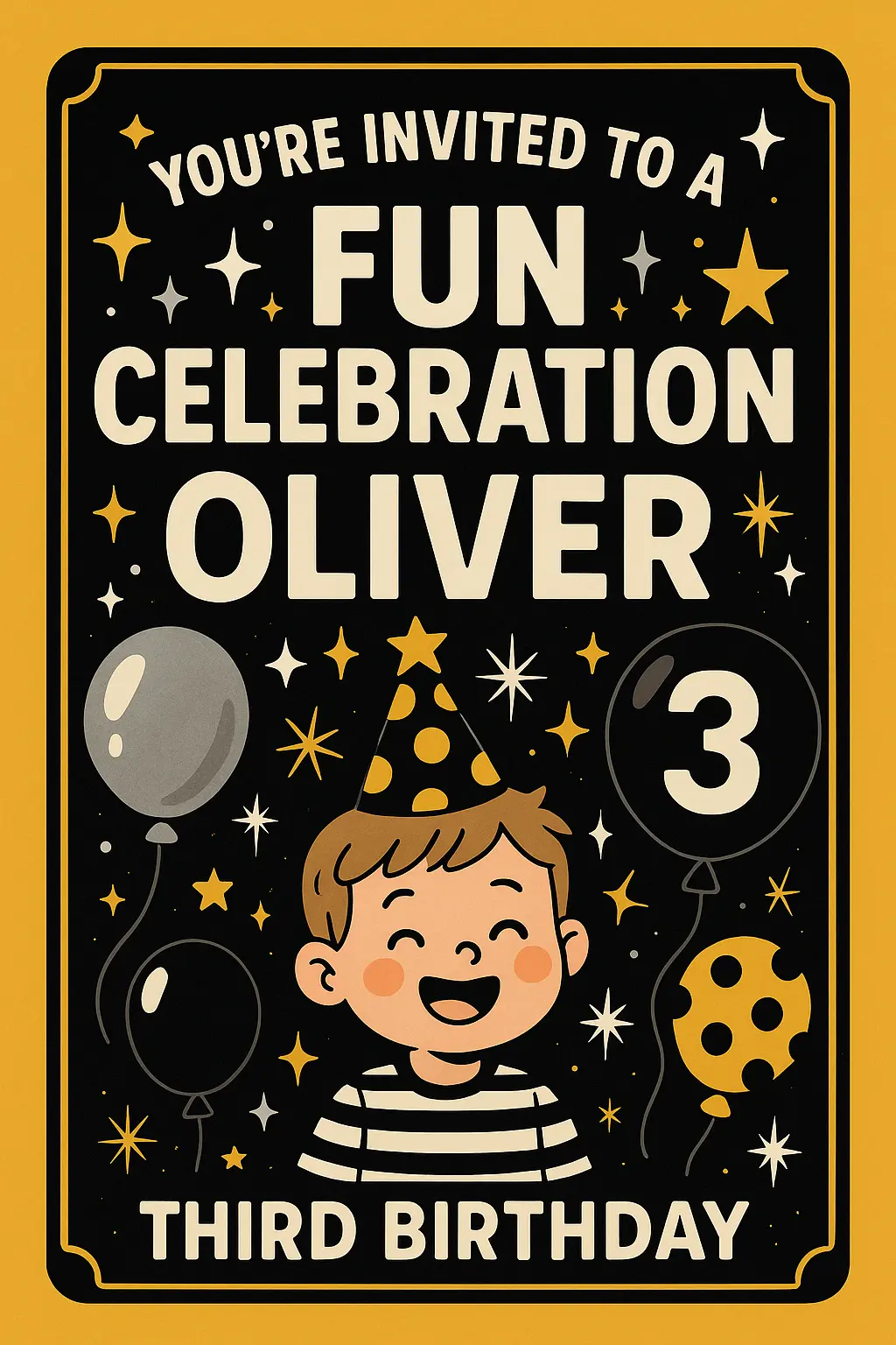 Birthday Poster template for a child's 3rd birthday celebration
