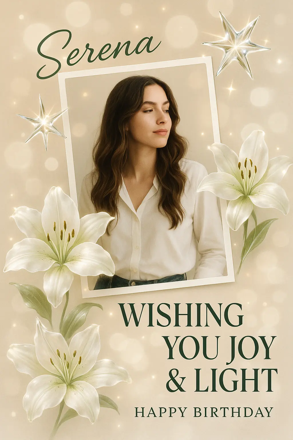 Elegant Birthday Poster template with floral and soft glow elements