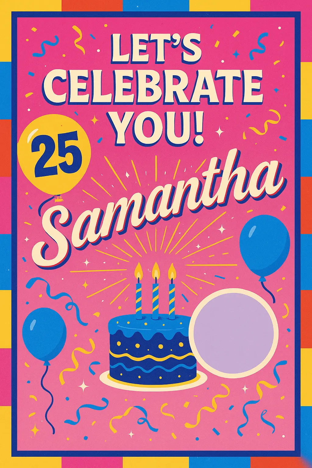 Vibrant Birthday Poster template with balloons and confetti