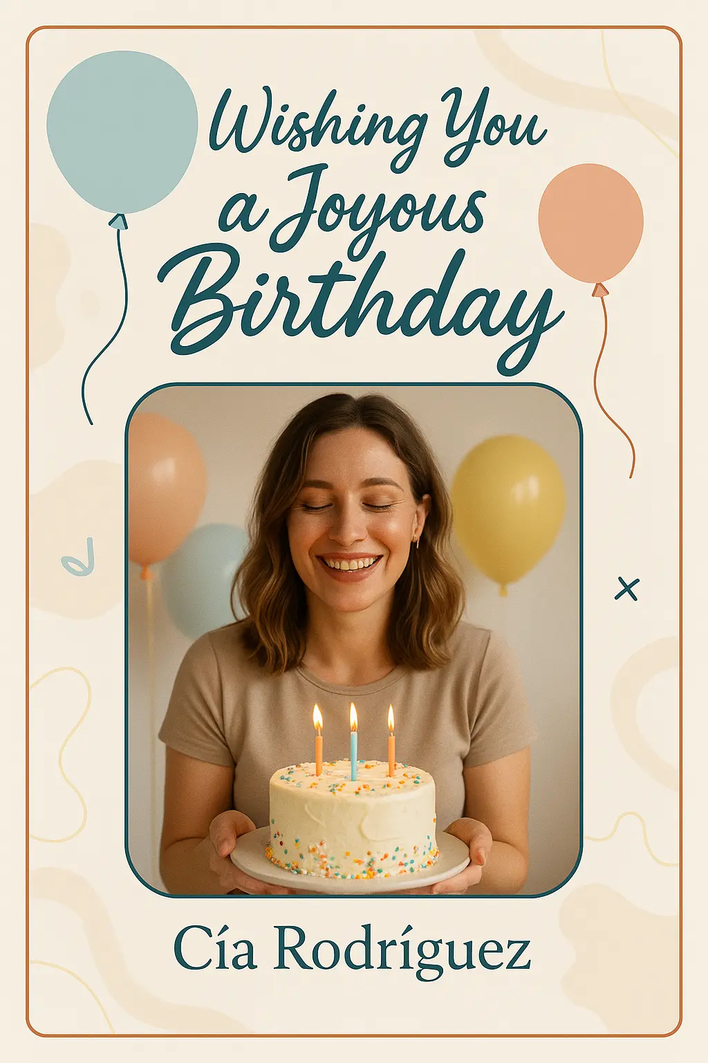 Birthday Poster template with minimal pastel design and photo