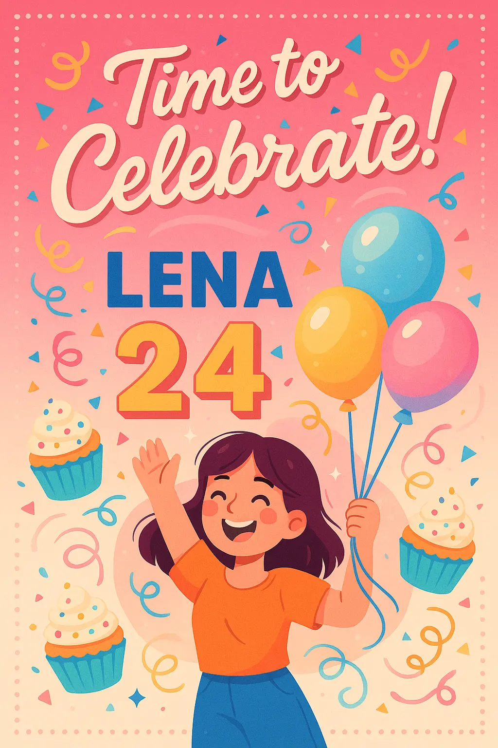 Colorful Birthday Poster template with balloons and confetti
