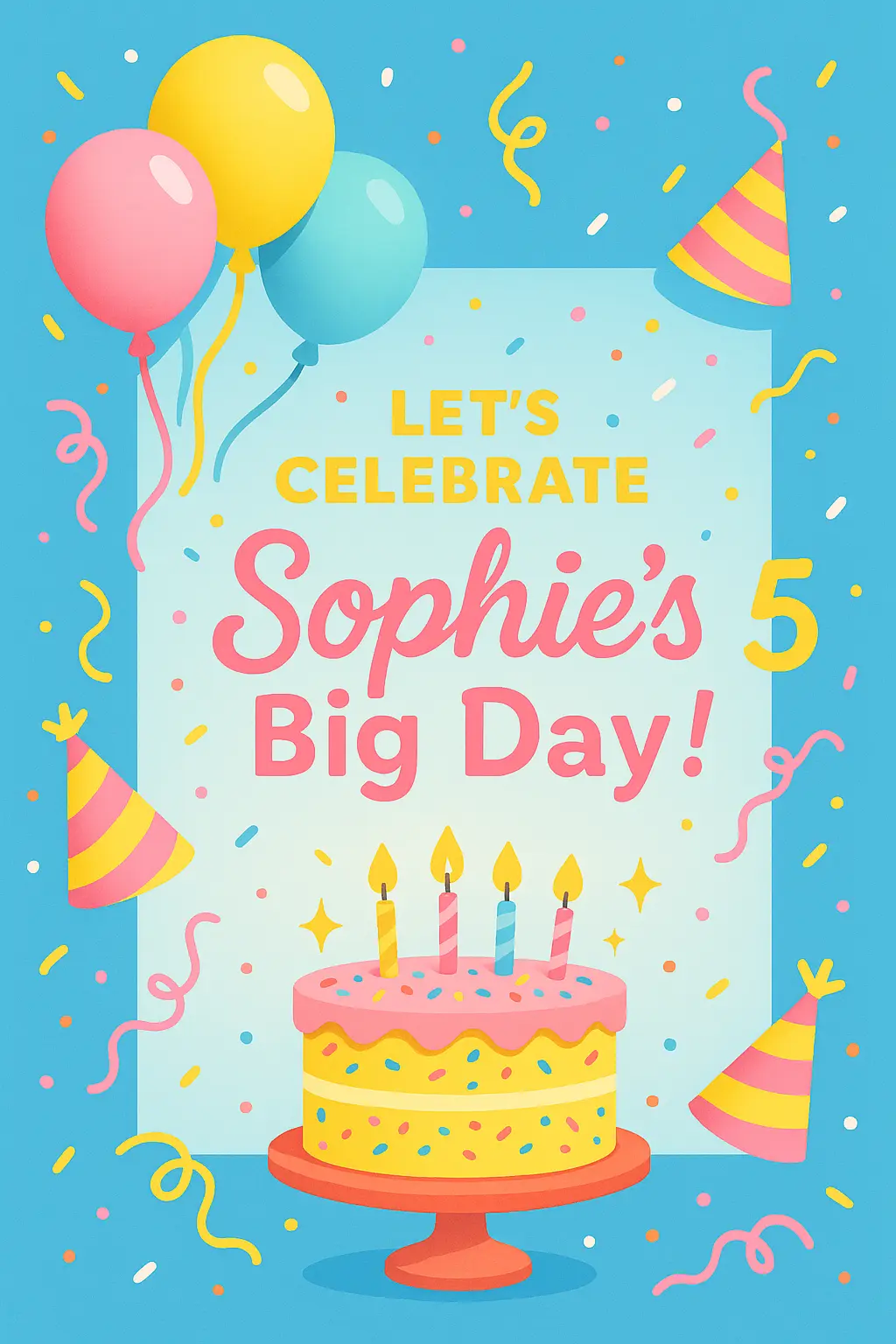 Playful cartoon Birthday Poster template for child's party