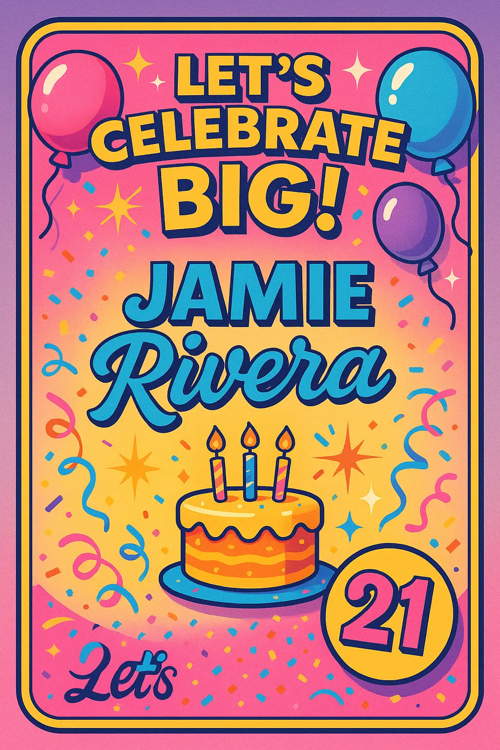Bold retro Birthday Poster template with balloons and confetti