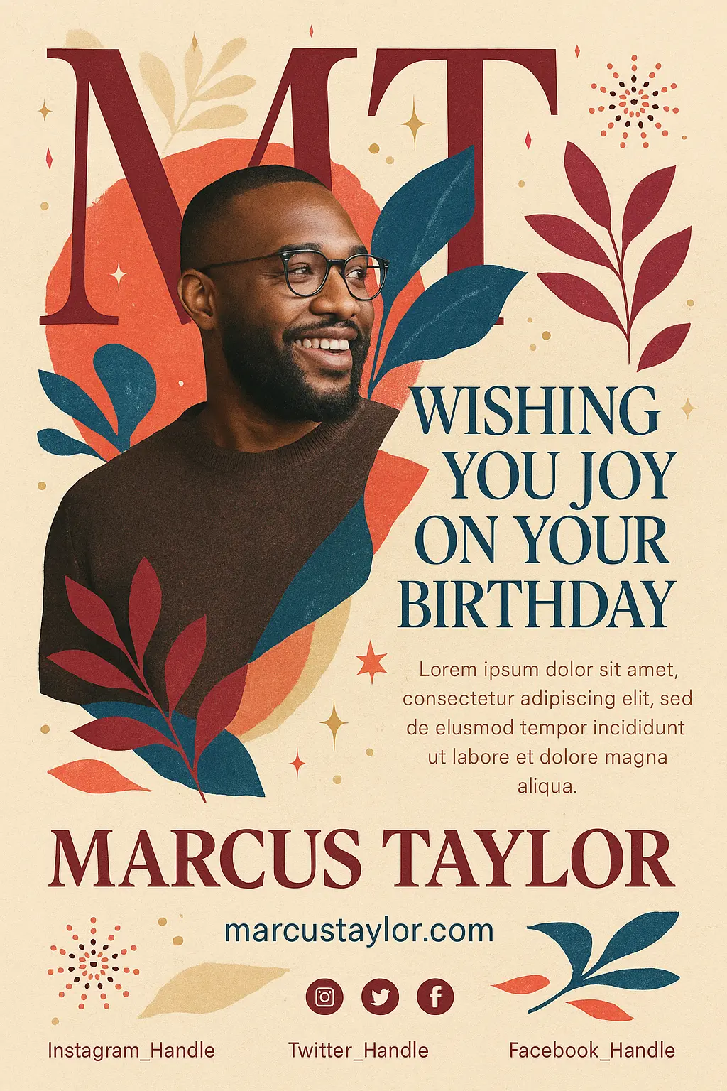 Birthday Poster template with modern collage and cheerful design