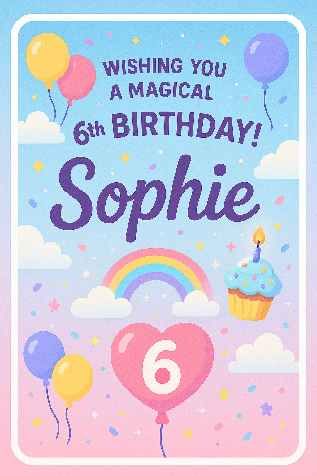 Pastel cartoon Birthday Poster template for young kids