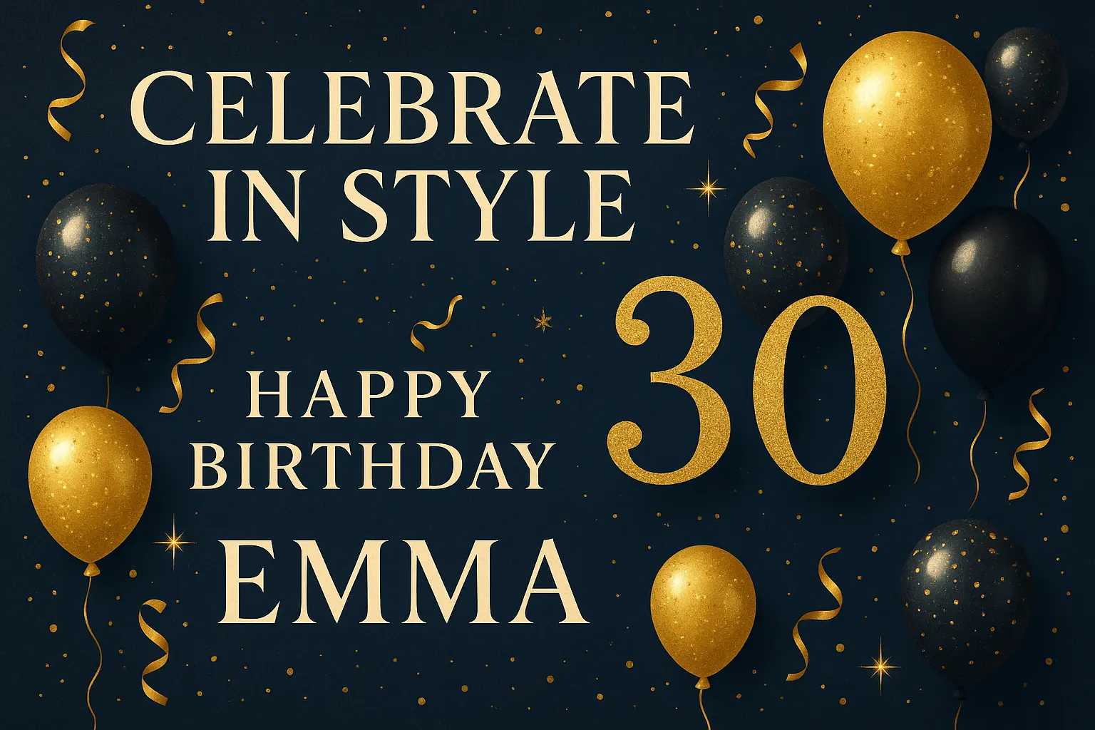 Elegant black and gold Birthday Poster template for adult party