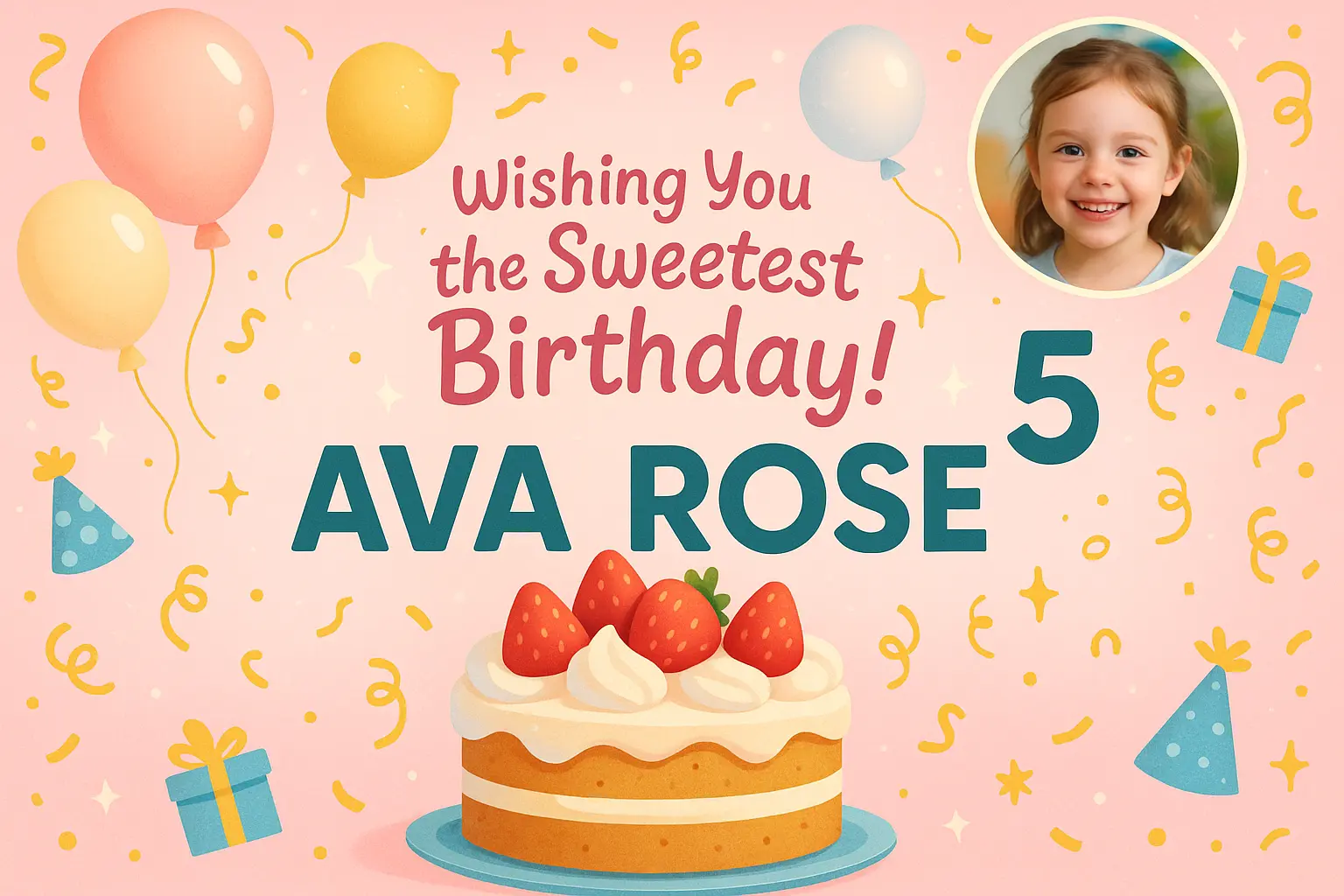 Minimalist Birthday Poster template with balloons and party hat