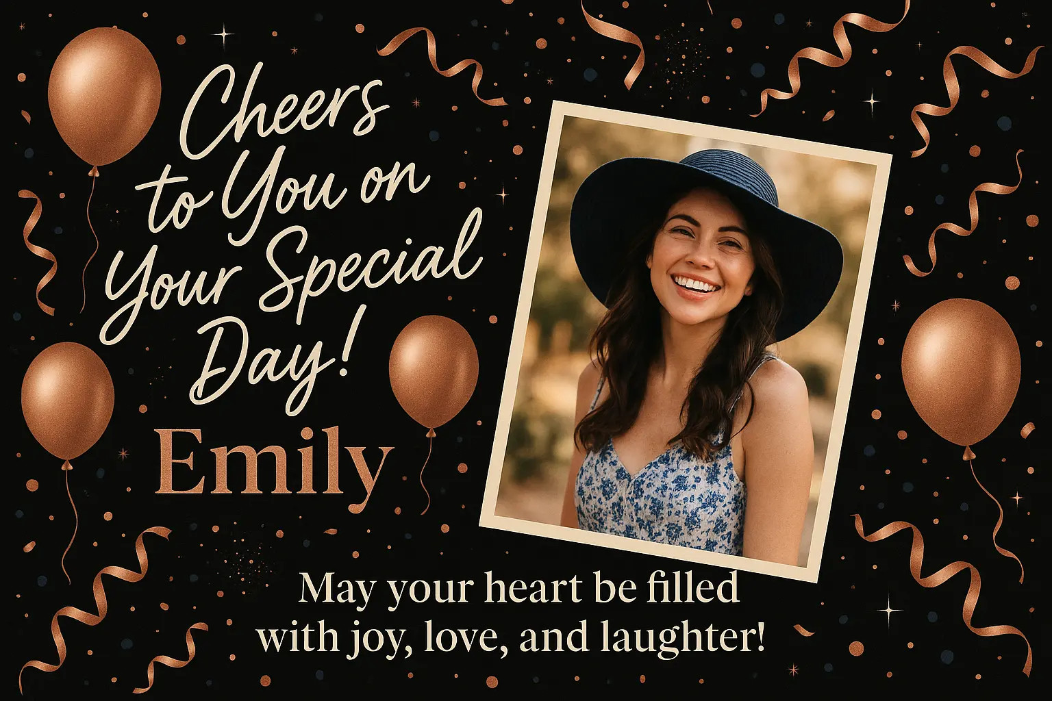 Elegant Birthday Poster template with gold balloons and confetti