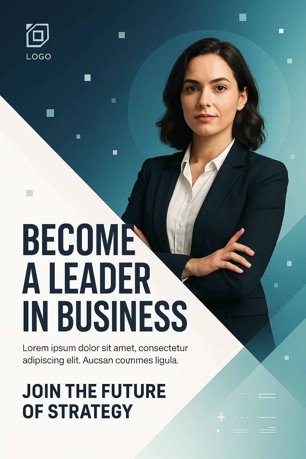 Business Poster template with bold layout and female leader