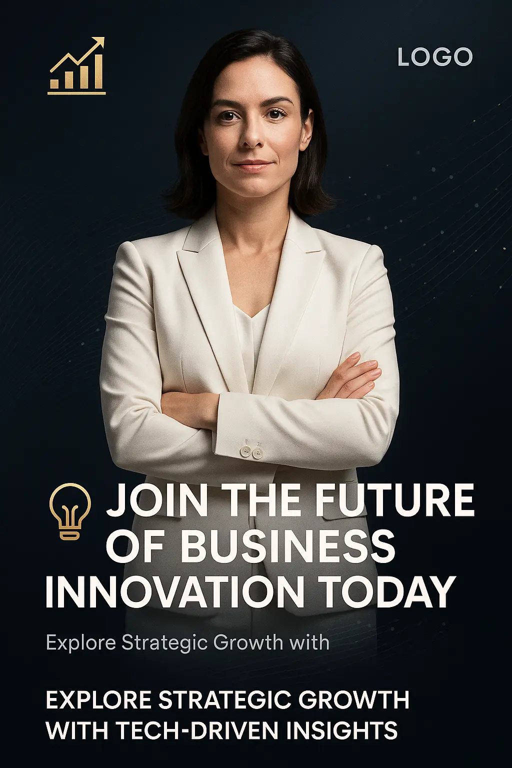 Business Poster template with tech-driven female entrepreneur