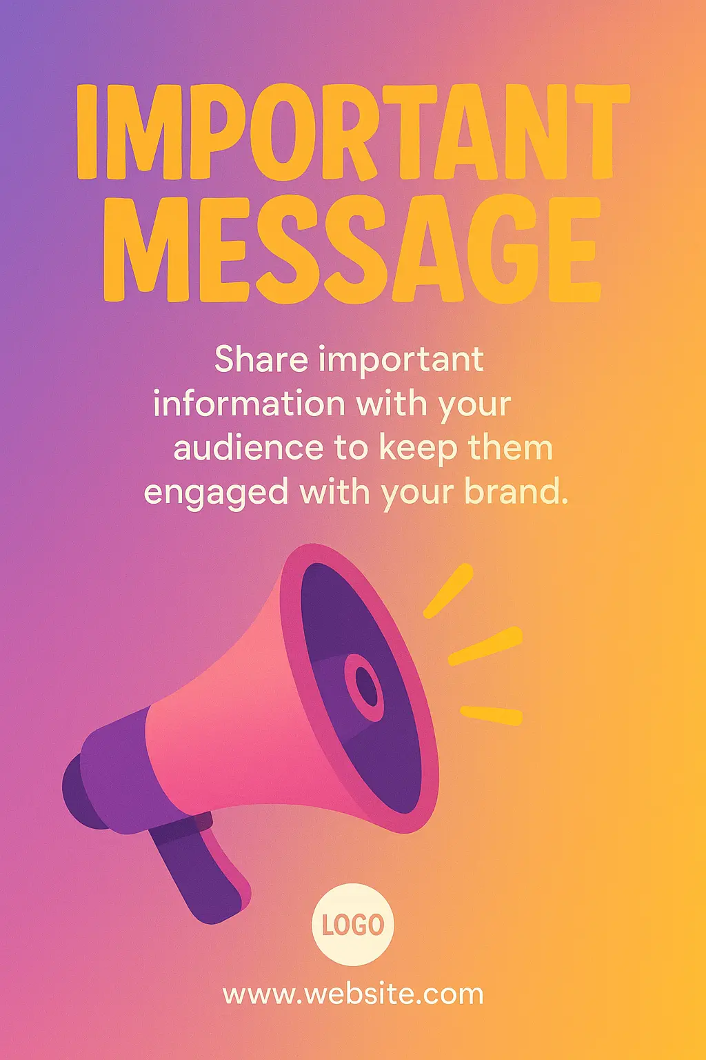 Business Poster template with megaphone, bold message, and gradient background