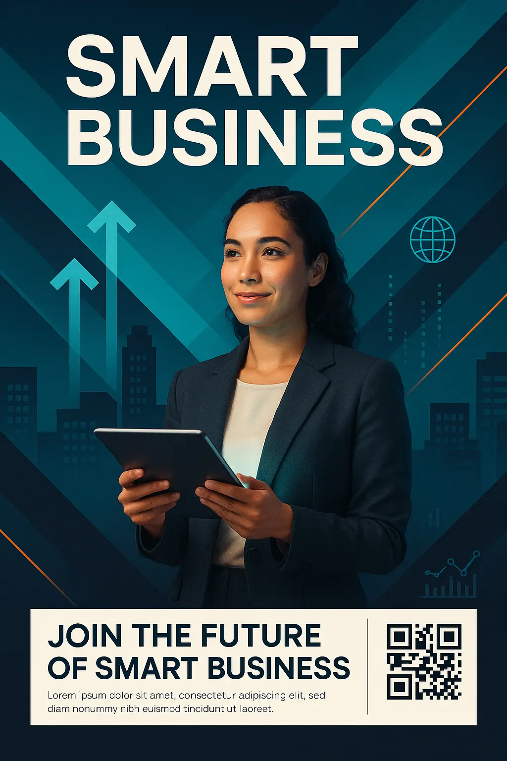 Innovative Business Poster template with digital growth theme