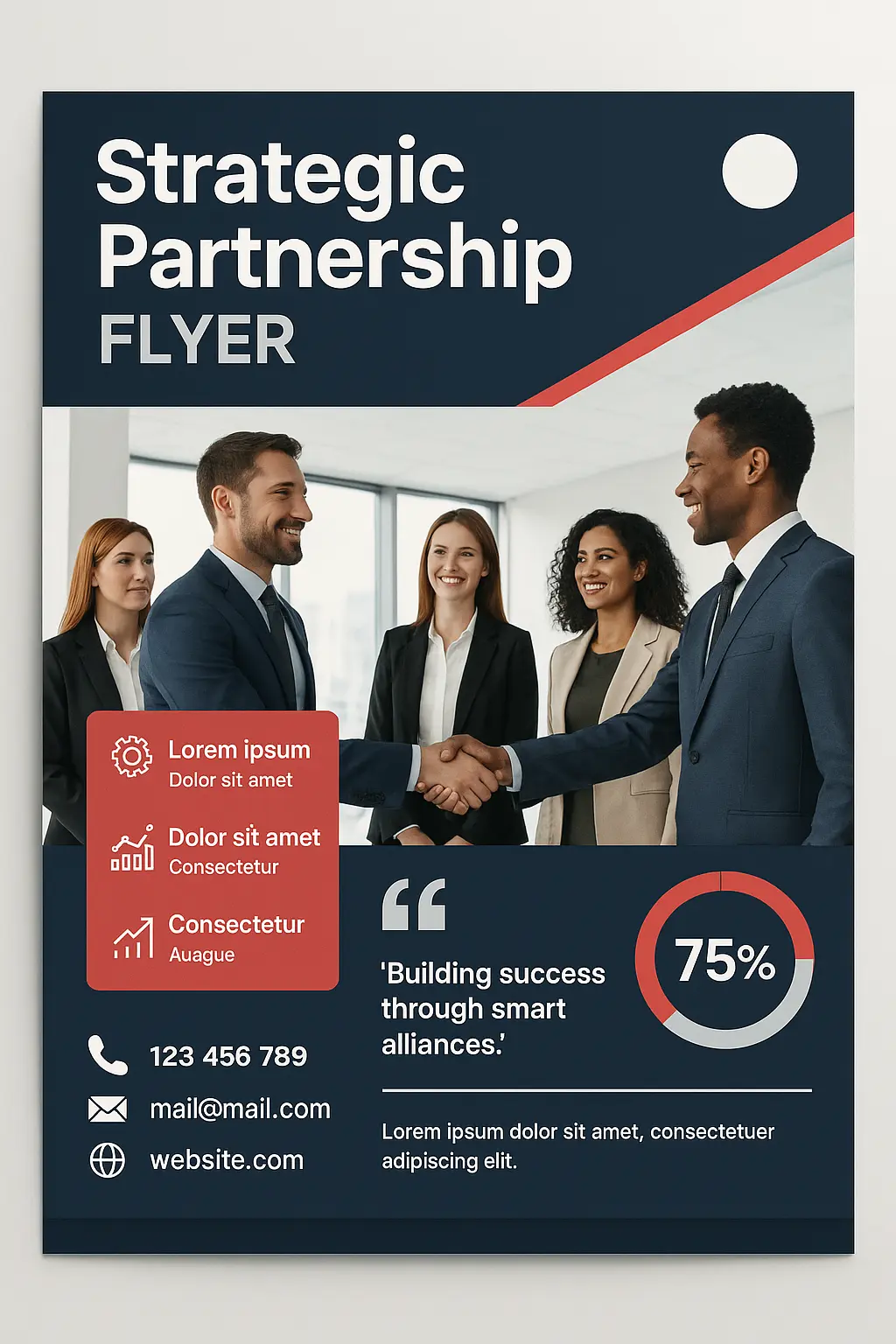 Business Poster template with handshake and networking theme