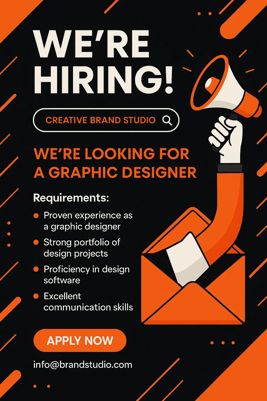 Business Poster template for creative studio job hiring