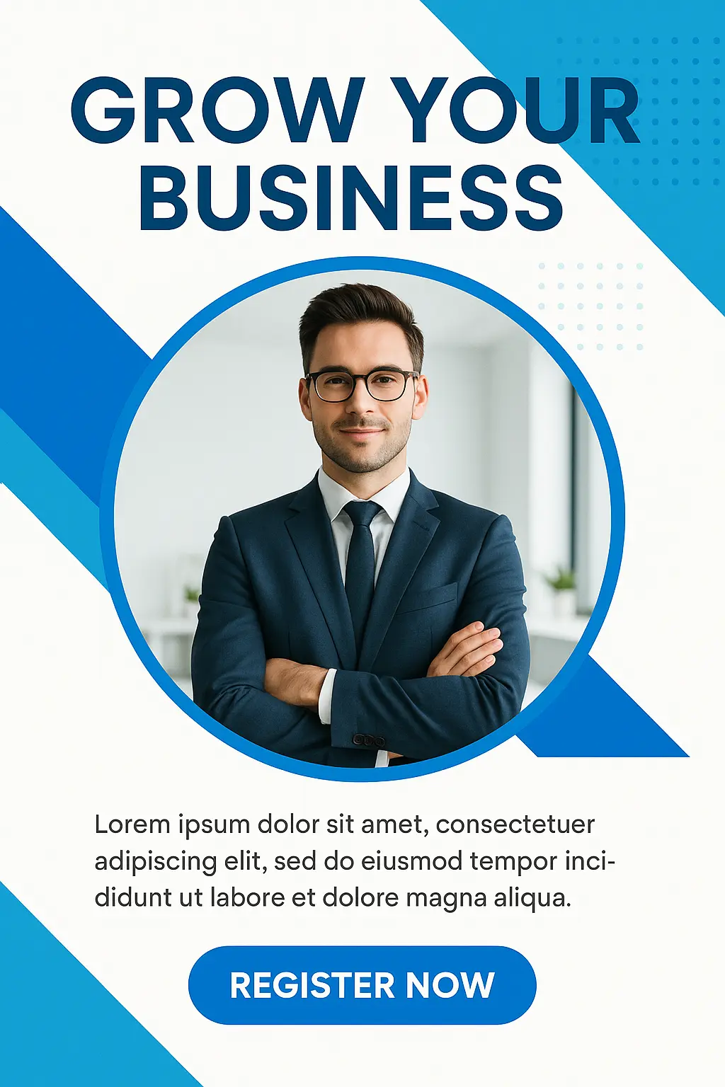 Business Poster template featuring professional entrepreneur for webinar