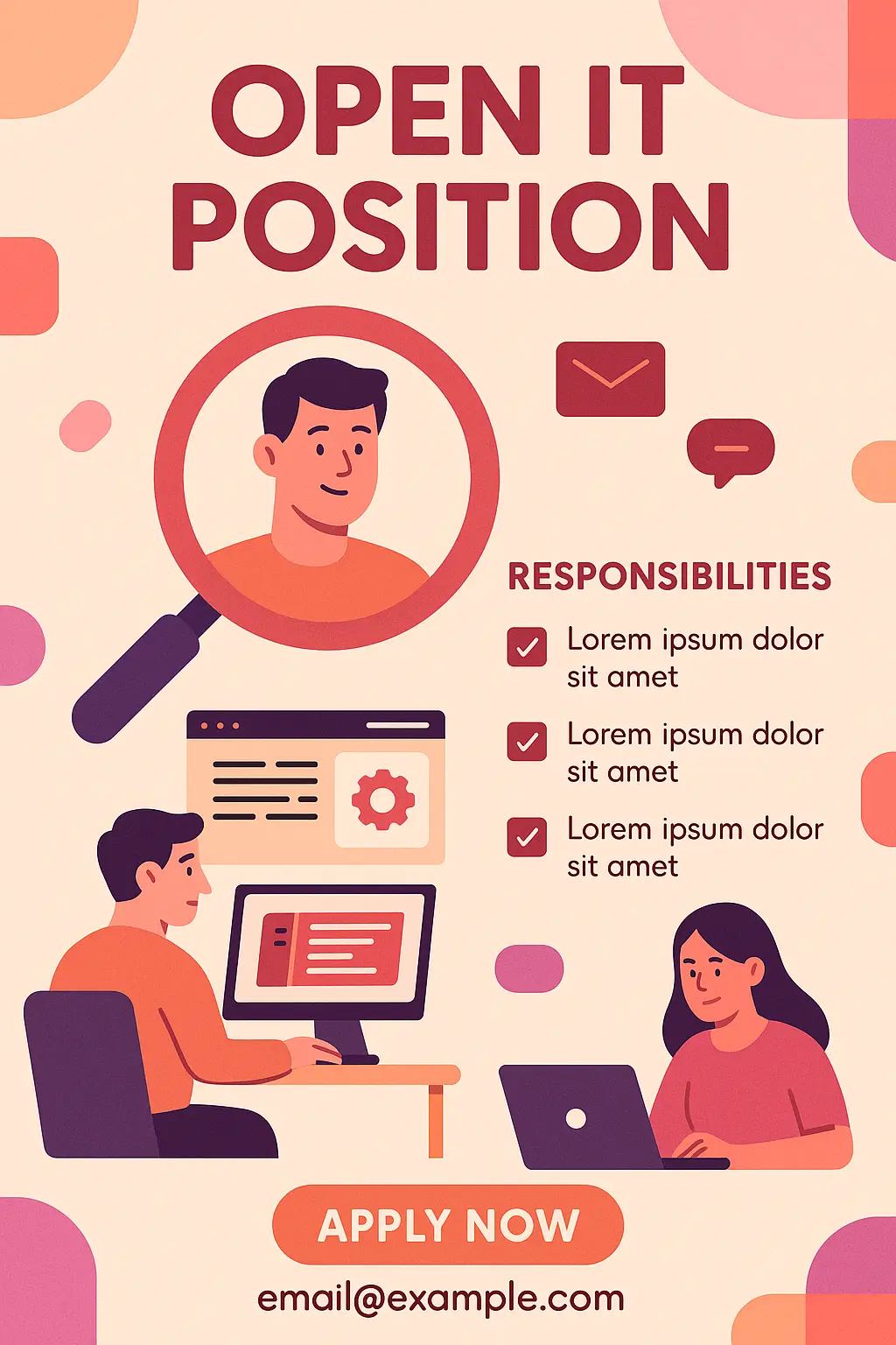 Business Poster template promoting an IT job opening