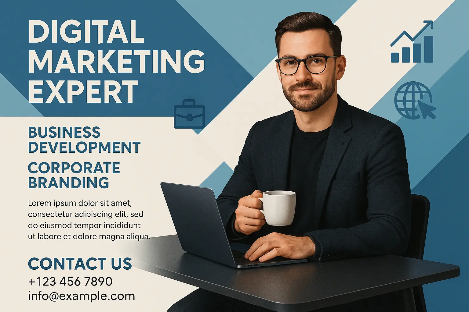 Business Poster template with step-by-step guide on launching a business.