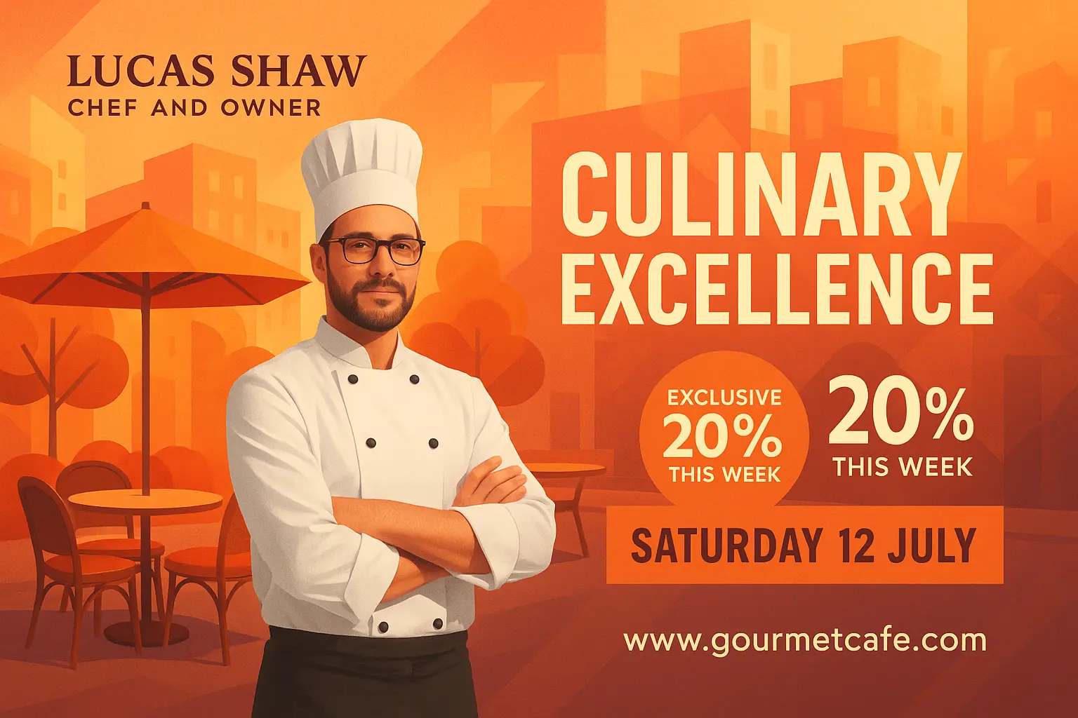 Business Poster template for restaurant menu launch with food photography