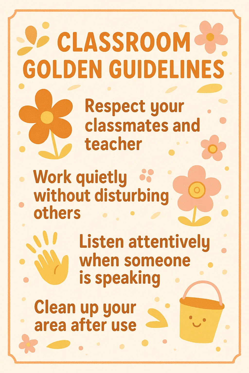 Classroom Rules Poster template with modern design and colorful guidelines
