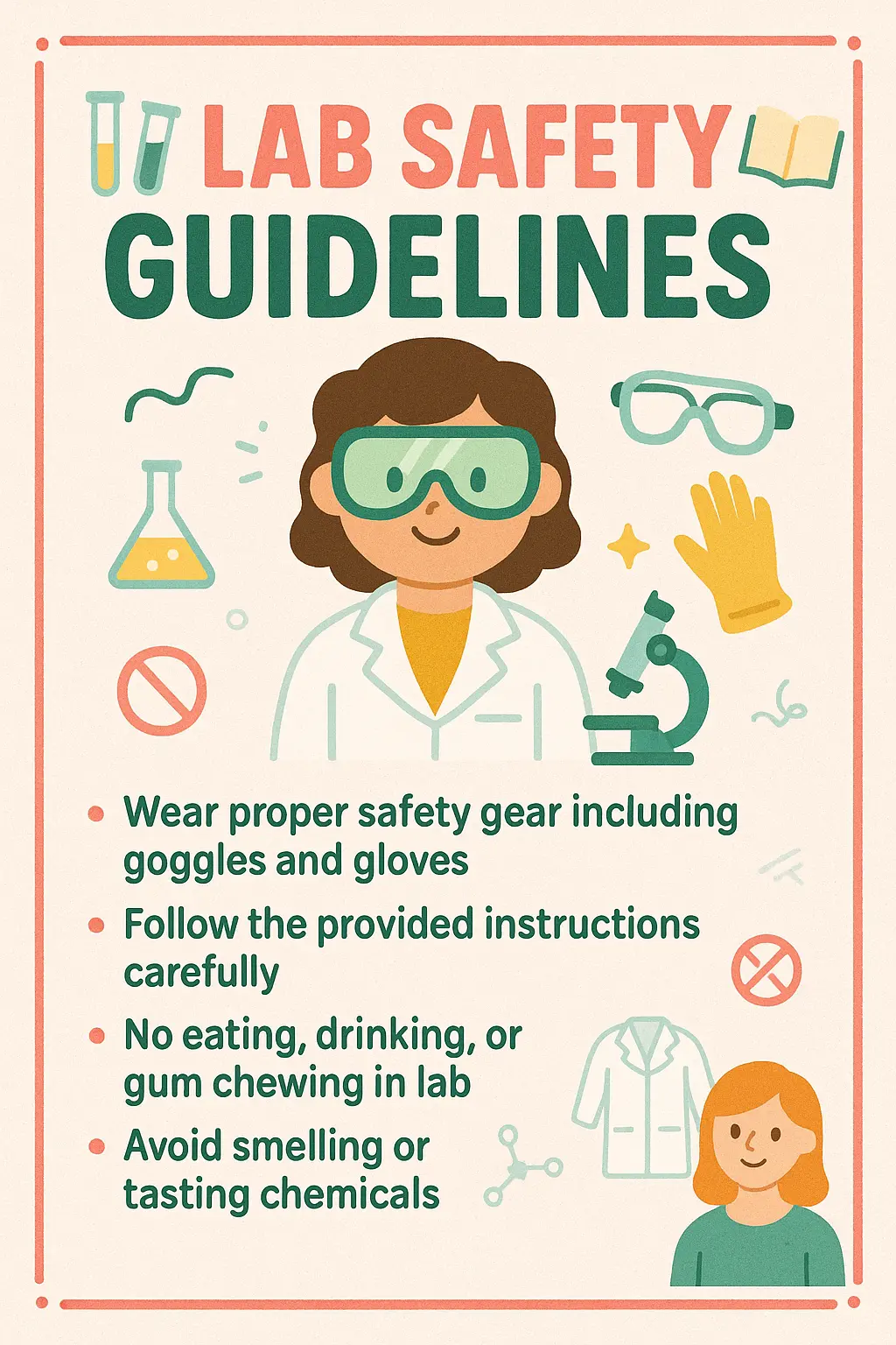Classroom Rules Poster template with lab safety guidelines