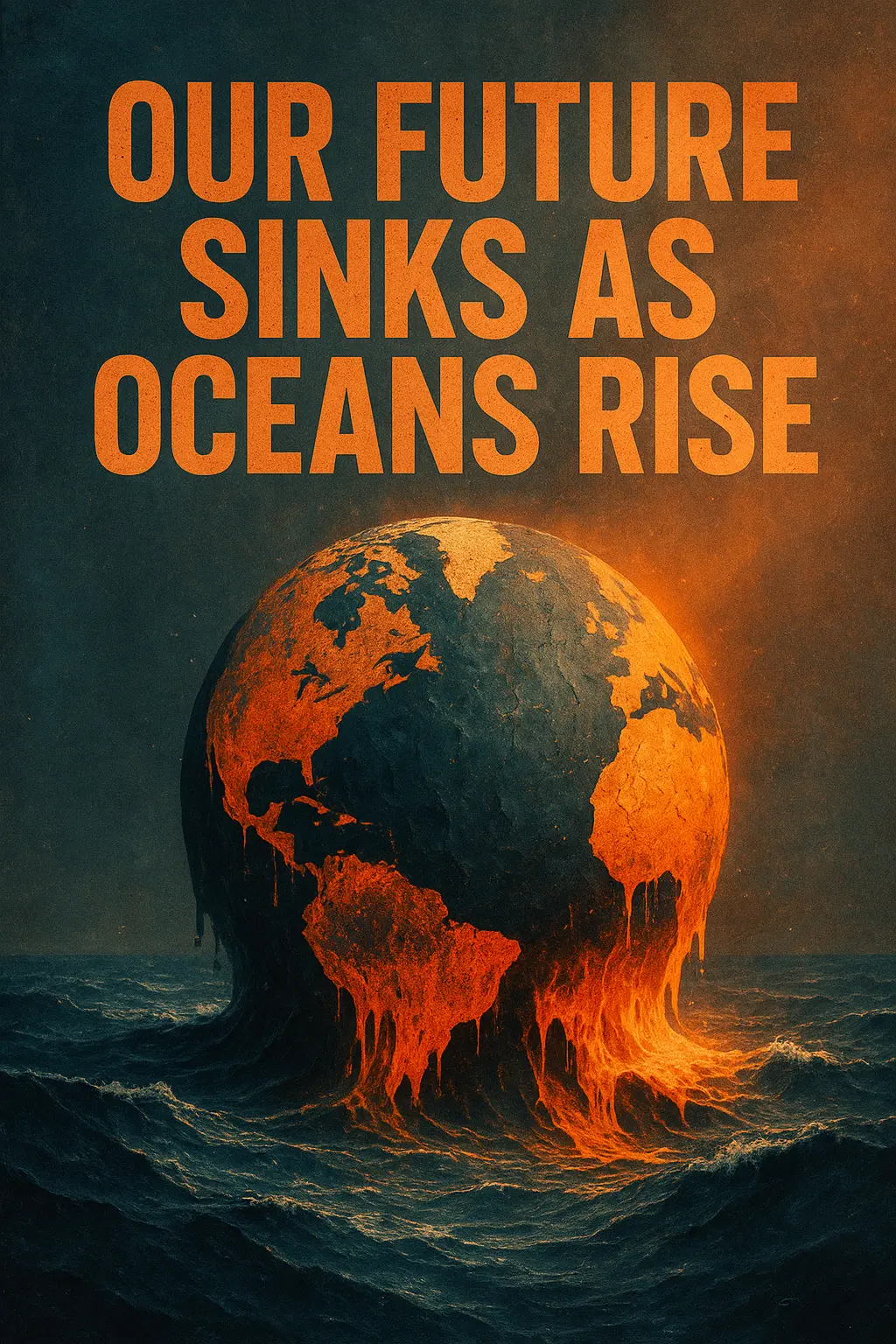 Melting Earth above waterline in Climate Change Poster template