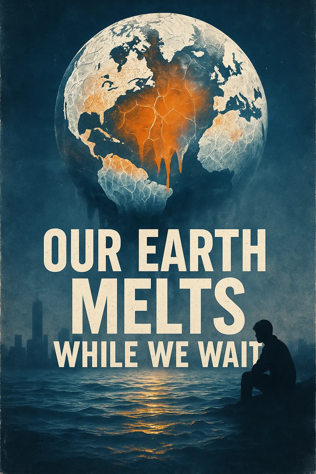 Melting Earth with bold Climate Change Poster template