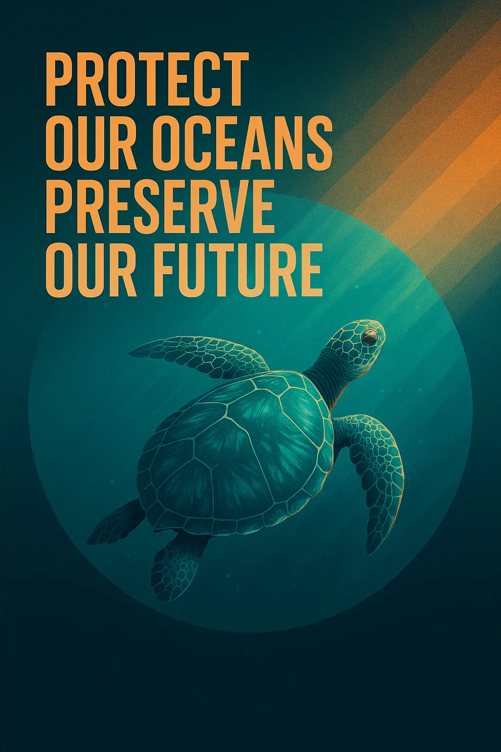 Climate Change Poster template with sea turtle and bold conservation text