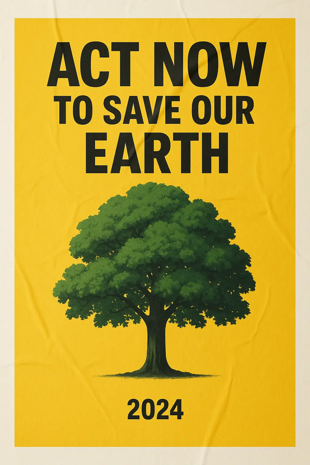 Climate Change Poster template featuring a tree with bold typography