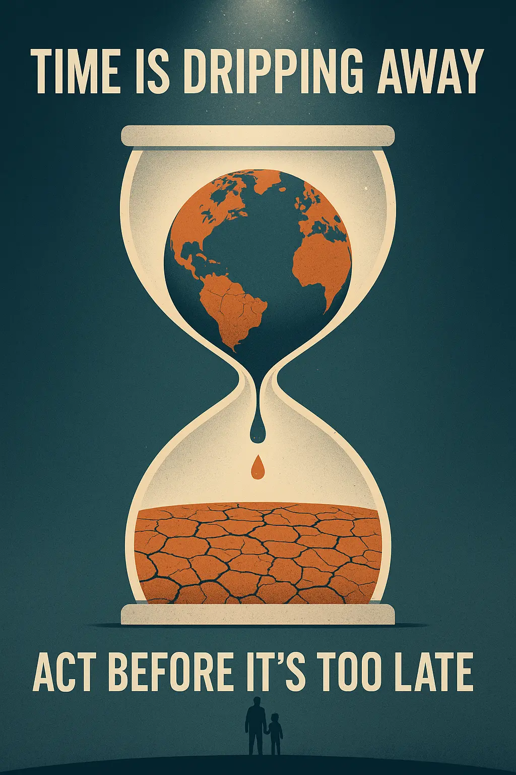 Climate Change Poster template with melting Earth in hourglass