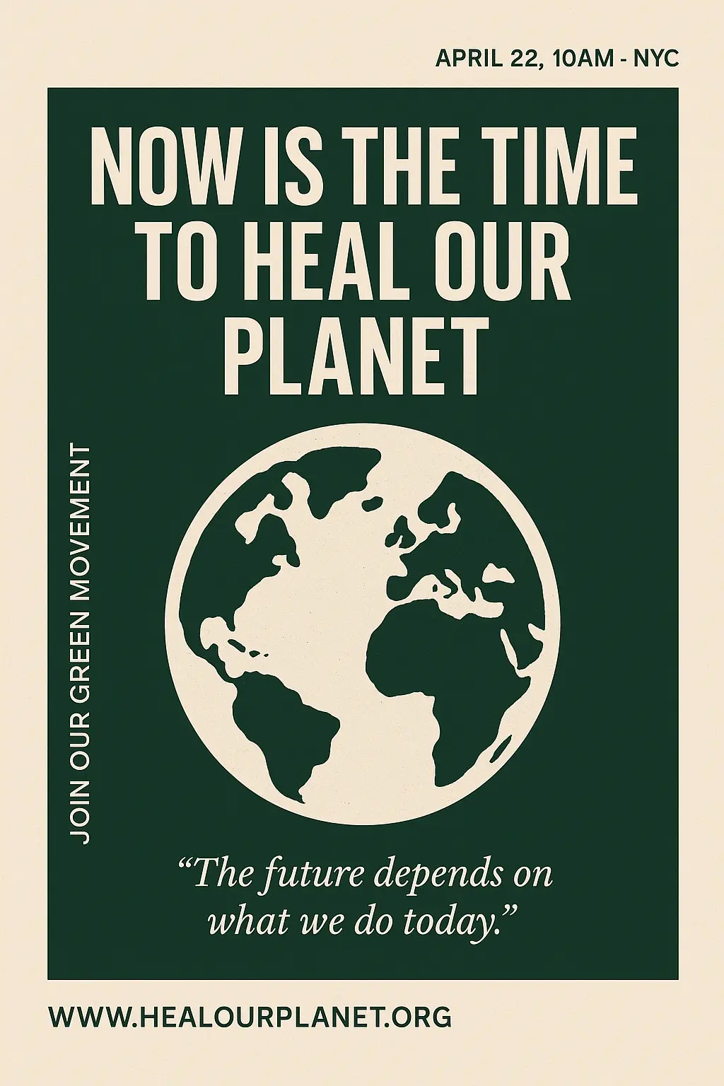 Minimalist Climate Change Poster template with stylized Earth icon