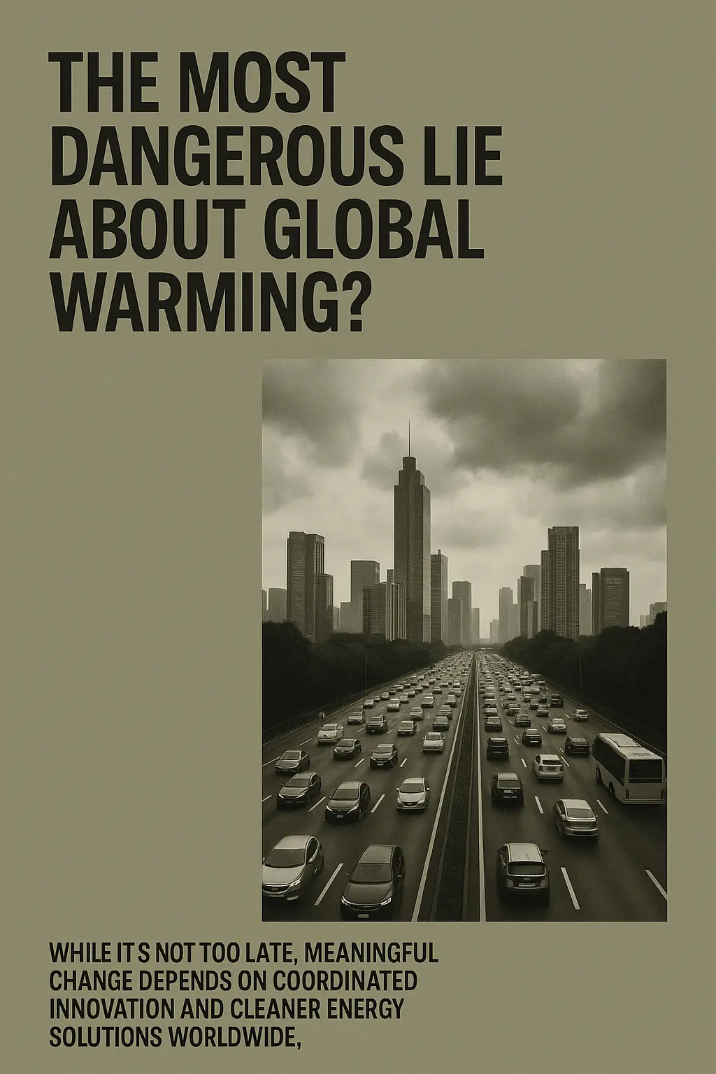 Minimalist Climate Change Poster template with urban skyline and urgent message