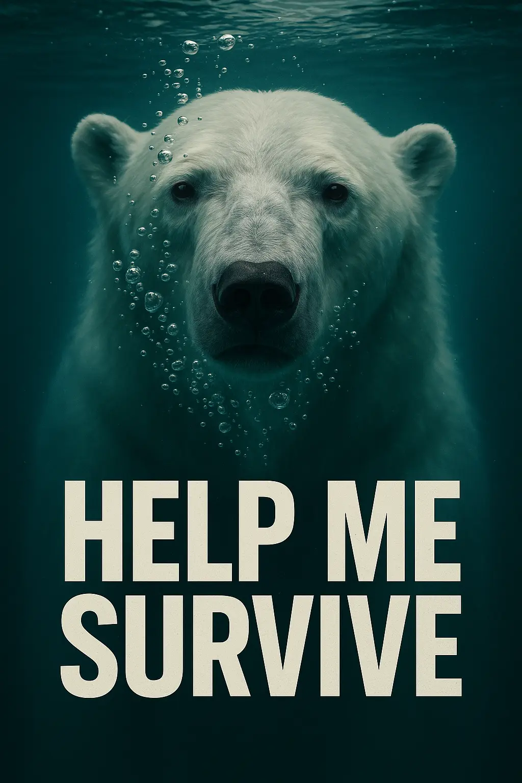 Polar bear underwater in Climate Change Poster template