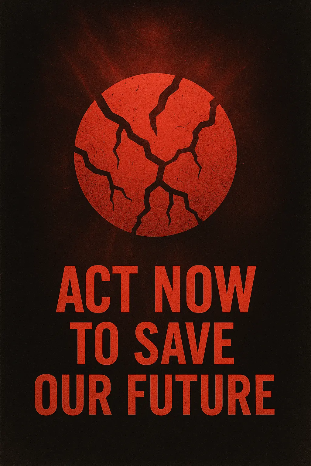 Climate Change Poster template with cracked earth symbol and urgent message