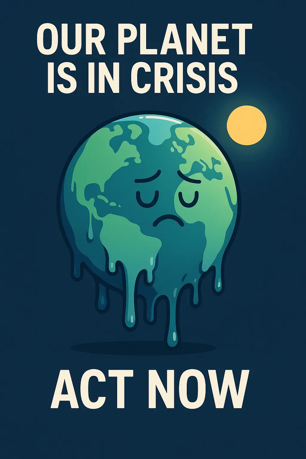 Climate Change Poster template featuring melting Earth with urgent message