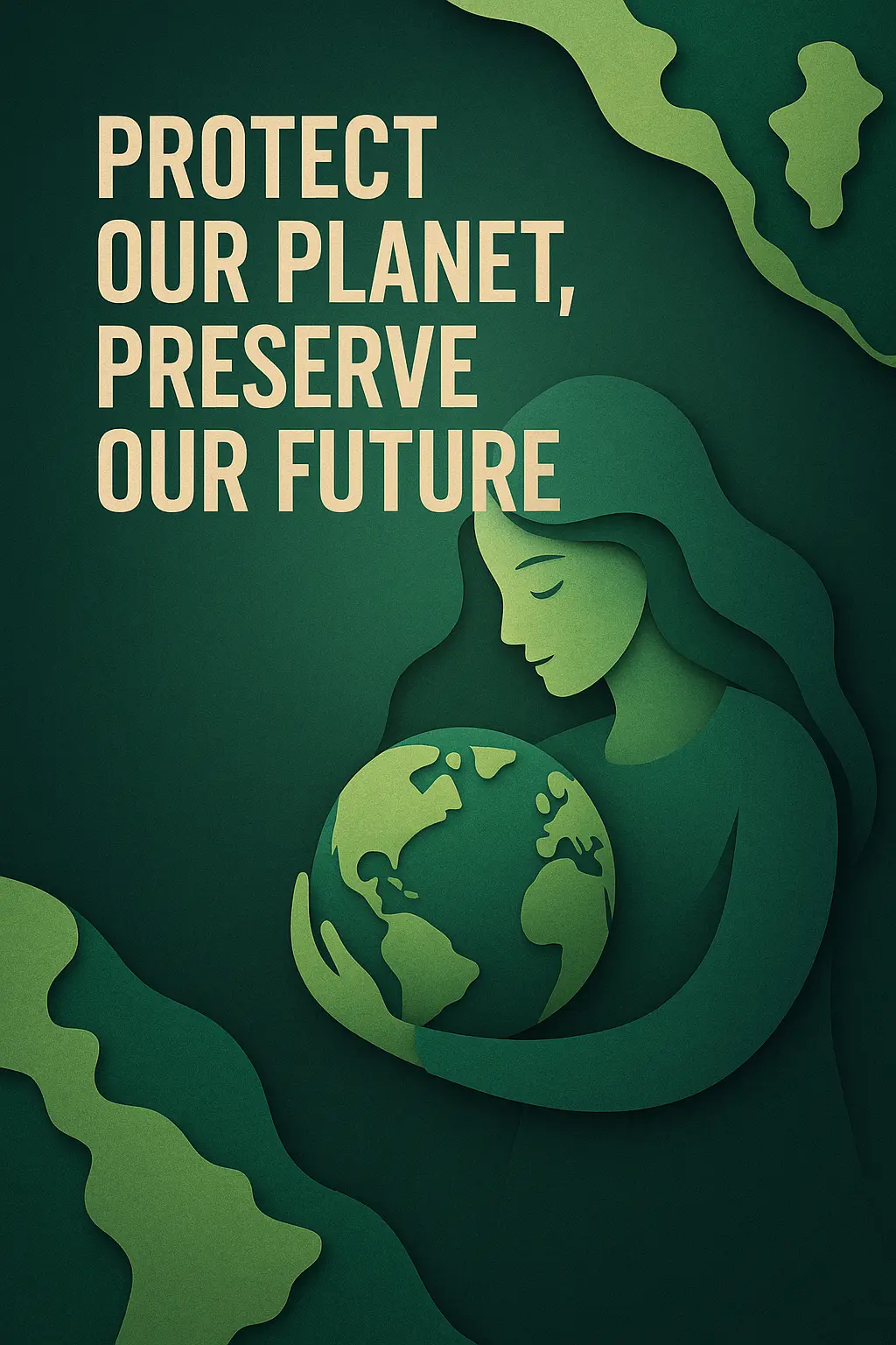 Minimalistic Climate Change Poster template with layered Earth shapes