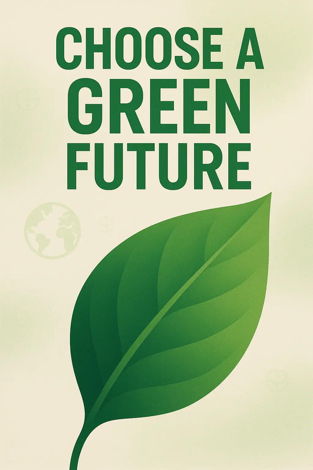 Climate Change Poster template with green leaf and sustainability message