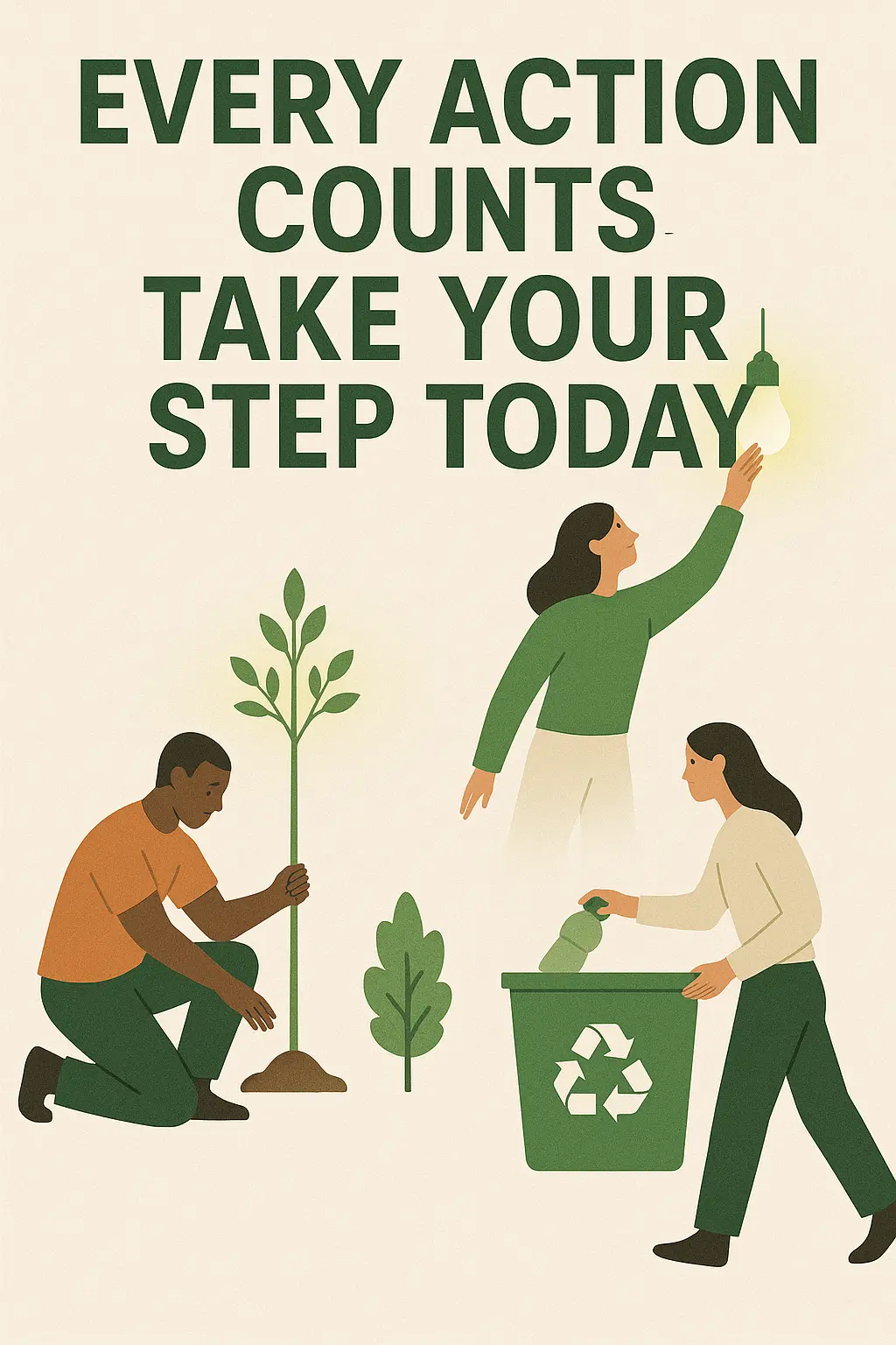 Climate Change Poster template with eco-friendly actions and bold message