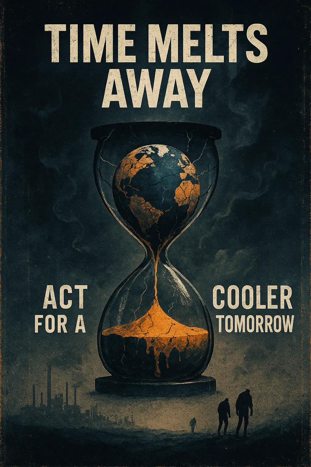 Melting Earth in hourglass Climate Change Poster template