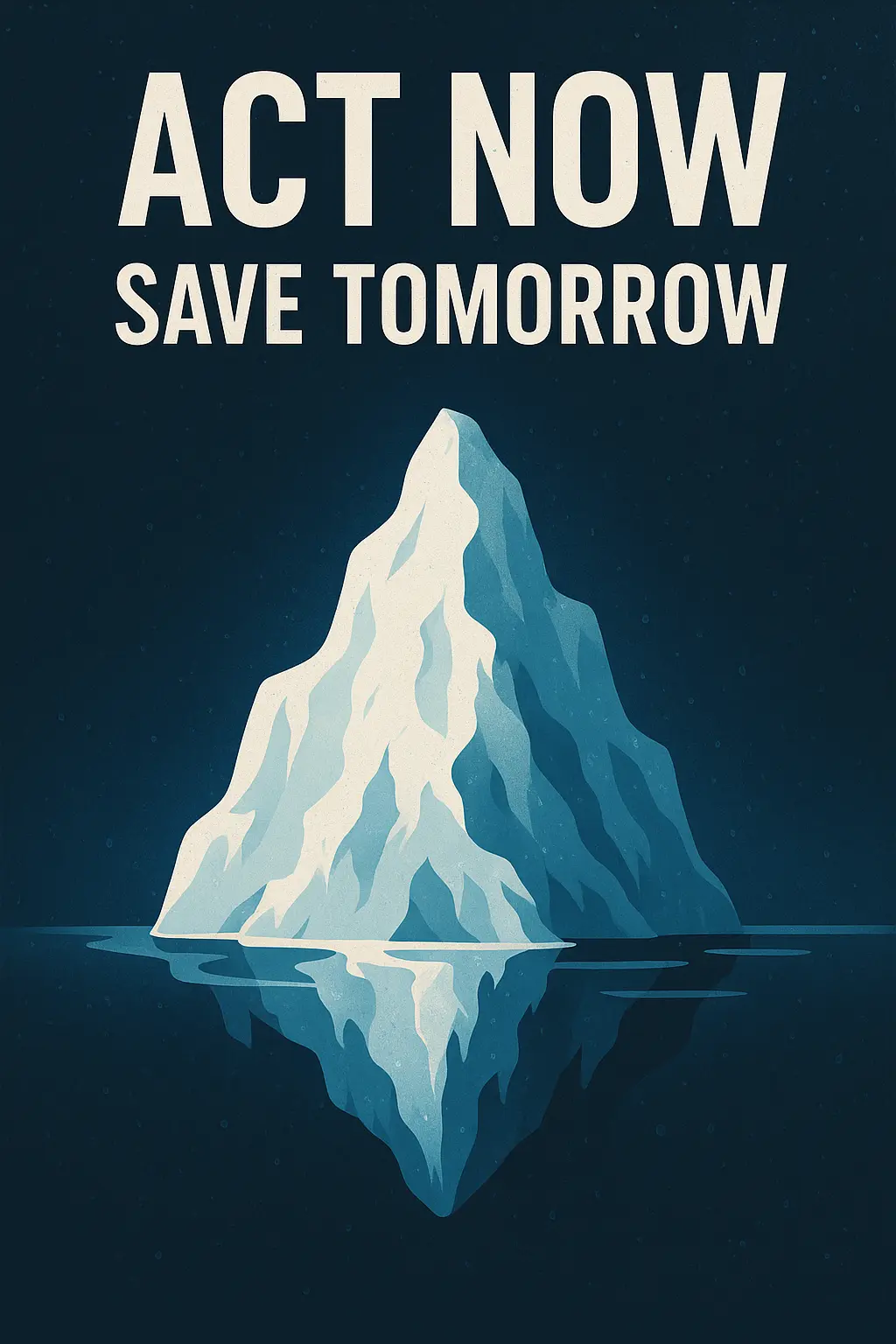 Climate Change Poster template with a melting iceberg and bold 'Act Now, Save Tomorrow' slogan