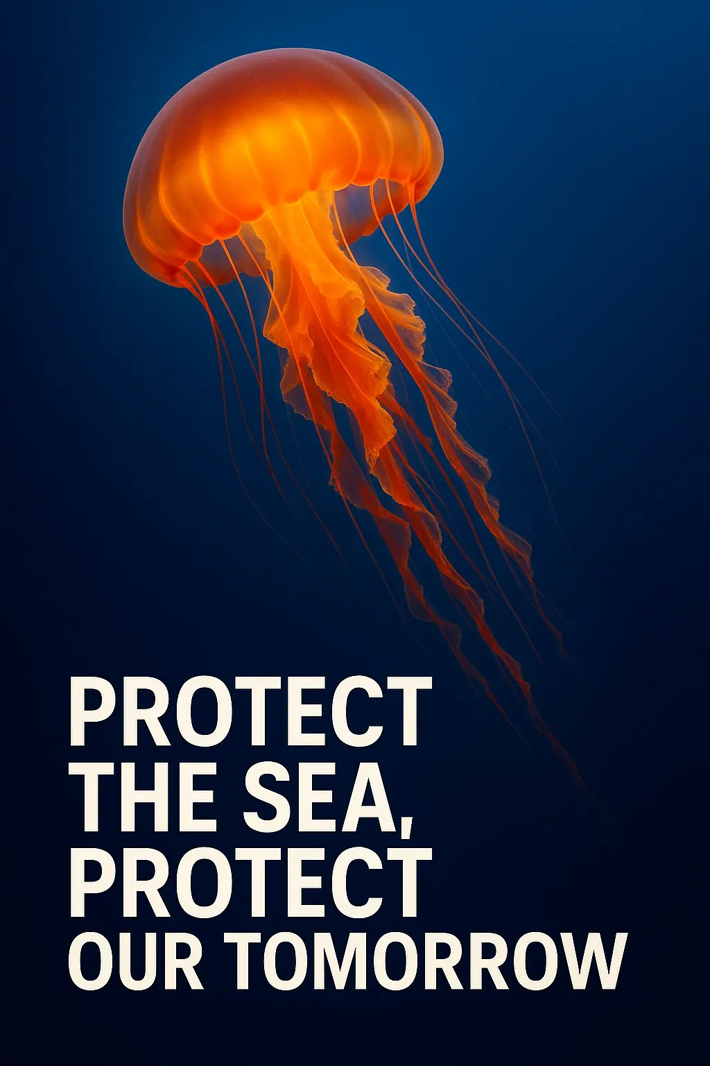 Climate Change Poster template with glowing jellyfish and bold message