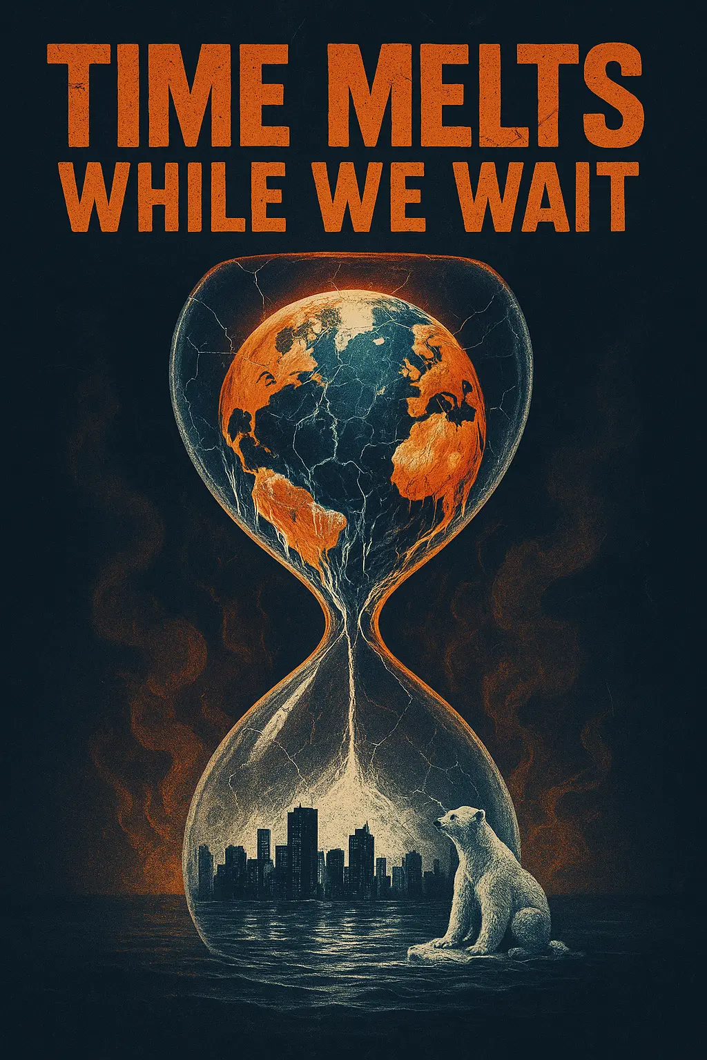 Melting Earth in hourglass Climate Change Poster template