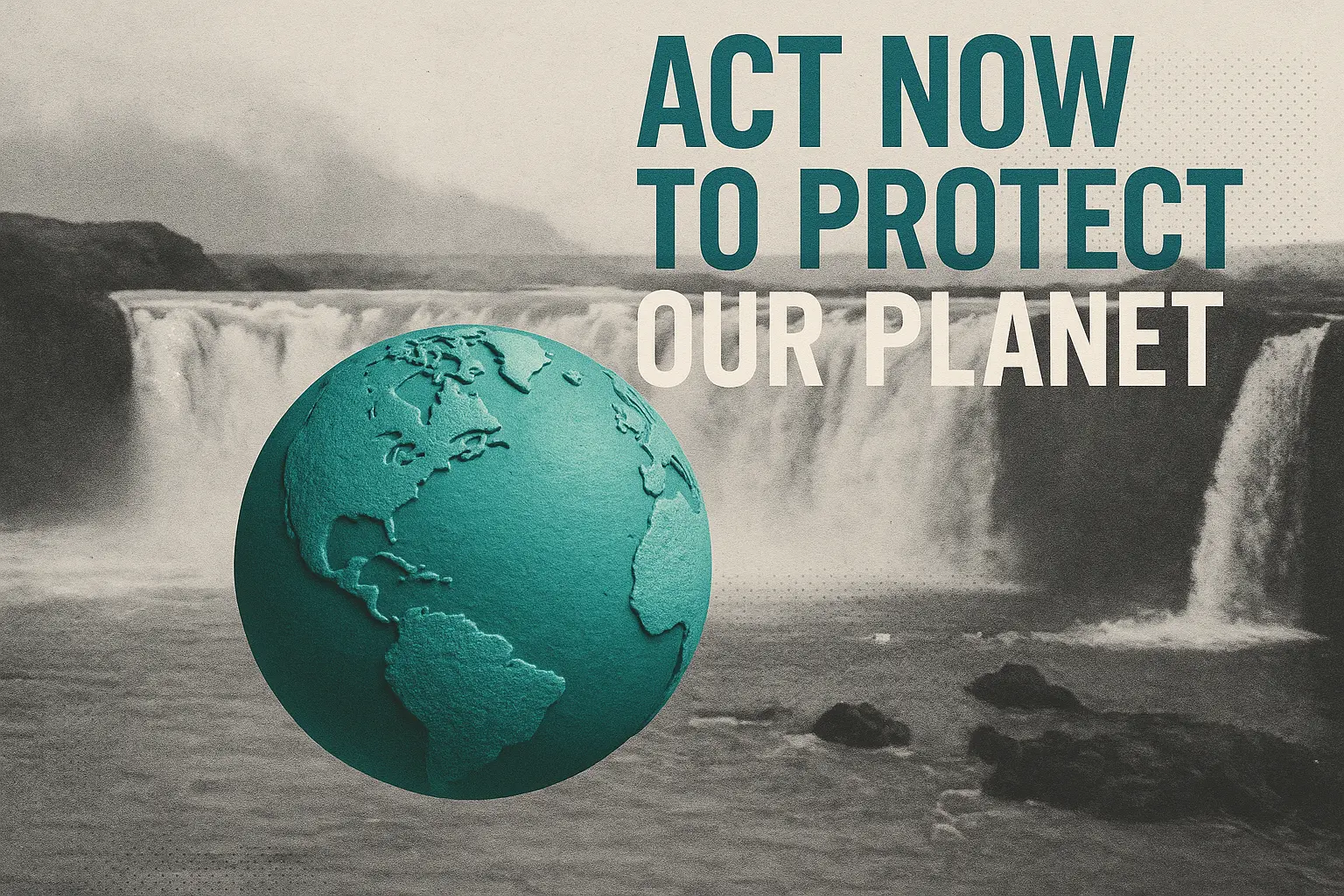Climate Change Poster template with Earth, cities, and fire.