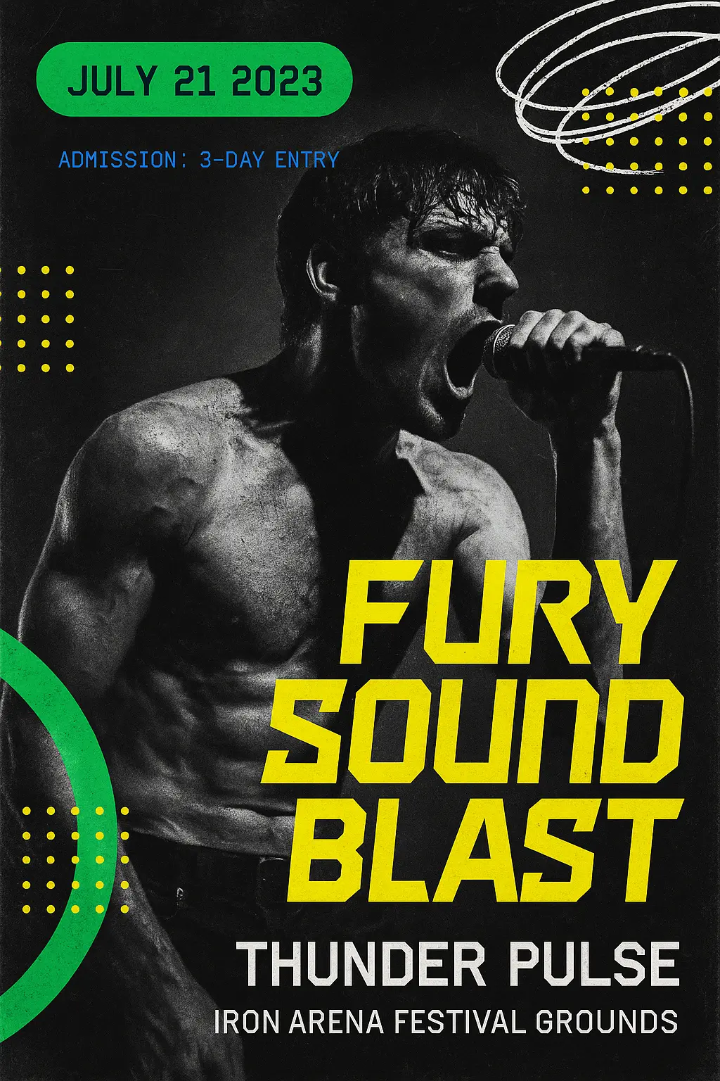 Grunge-style Concert Poster template for rock festival