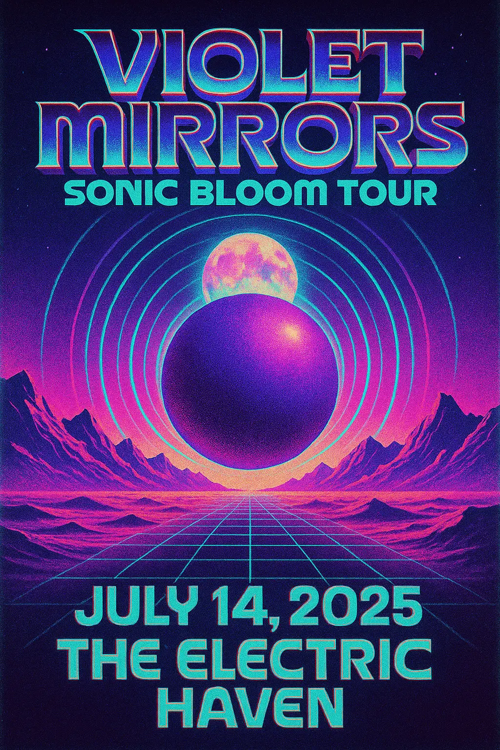 Retro-futurist Concert Poster template with neon surreal elements