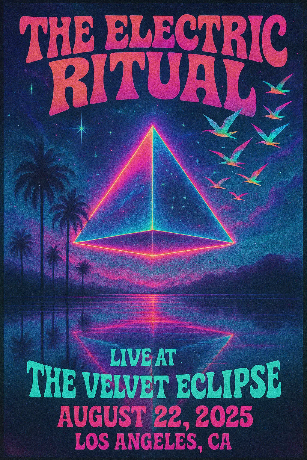 Psychedelic Concert Poster template with surreal neon visuals