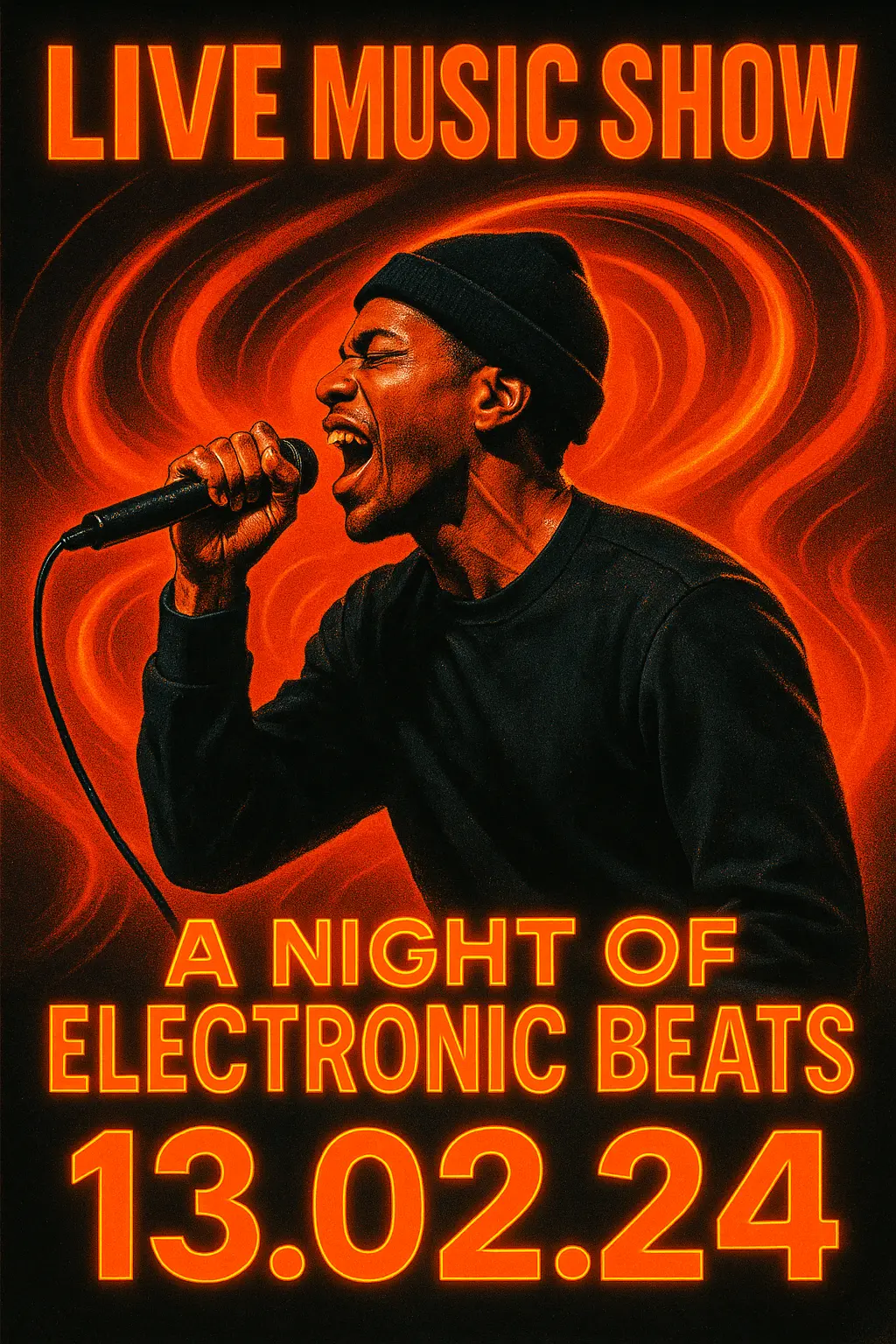 Concert Poster template with vibrant music performance and bold typography